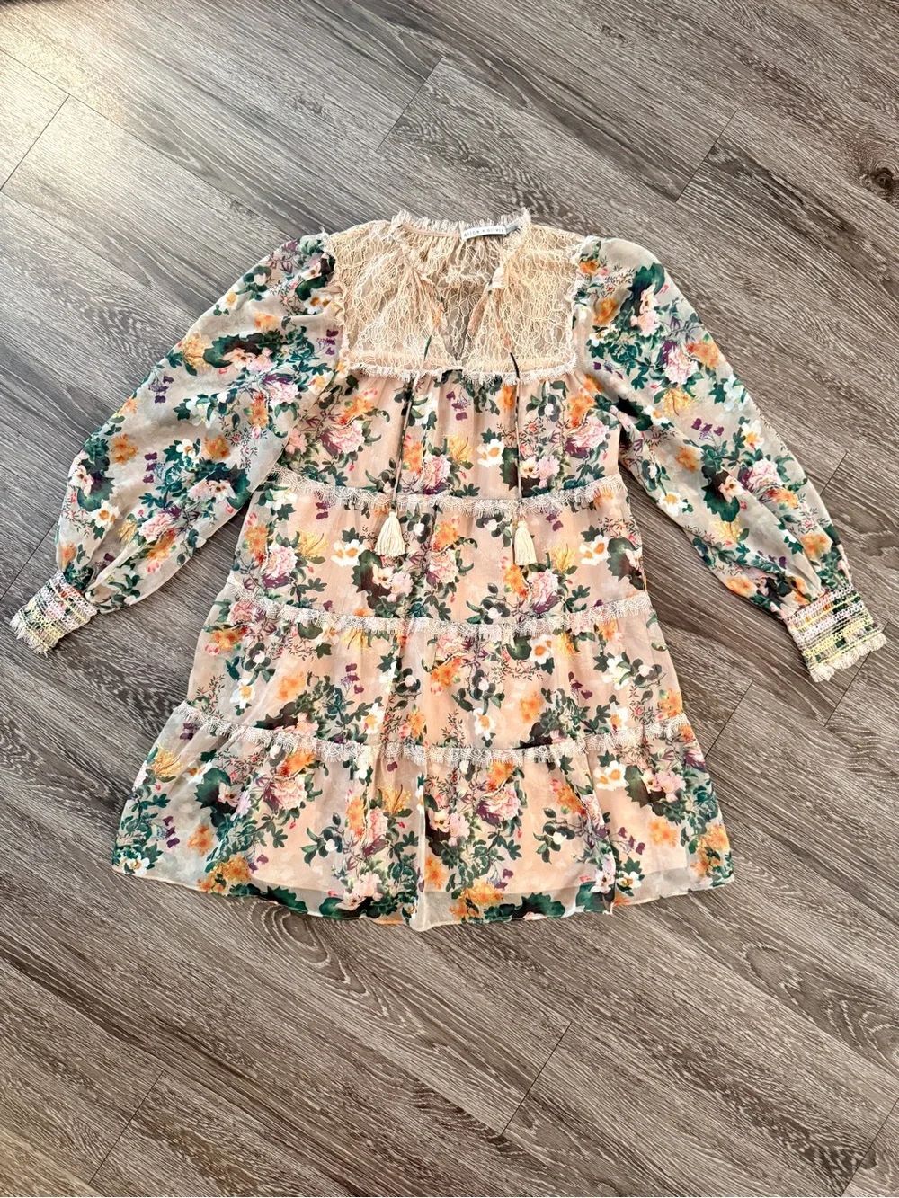 Alice + Olivia Marcie Floral Long Sleeve Minidress